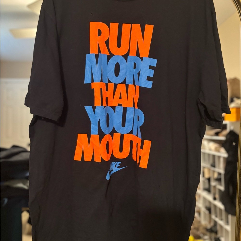 Nike Black Tee with Orange and Blue Graphic
